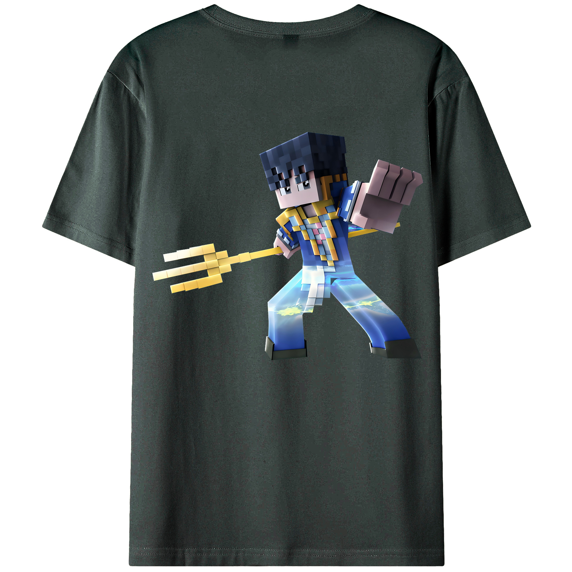 （画像用） マインクラフト ブロックの世界 Minecraft MC Block world 綿100％ メンズ半袖Tシャツ（バックプリント） 通気性